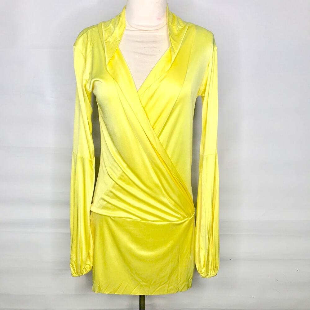Free People yellow pleated sleeve dress